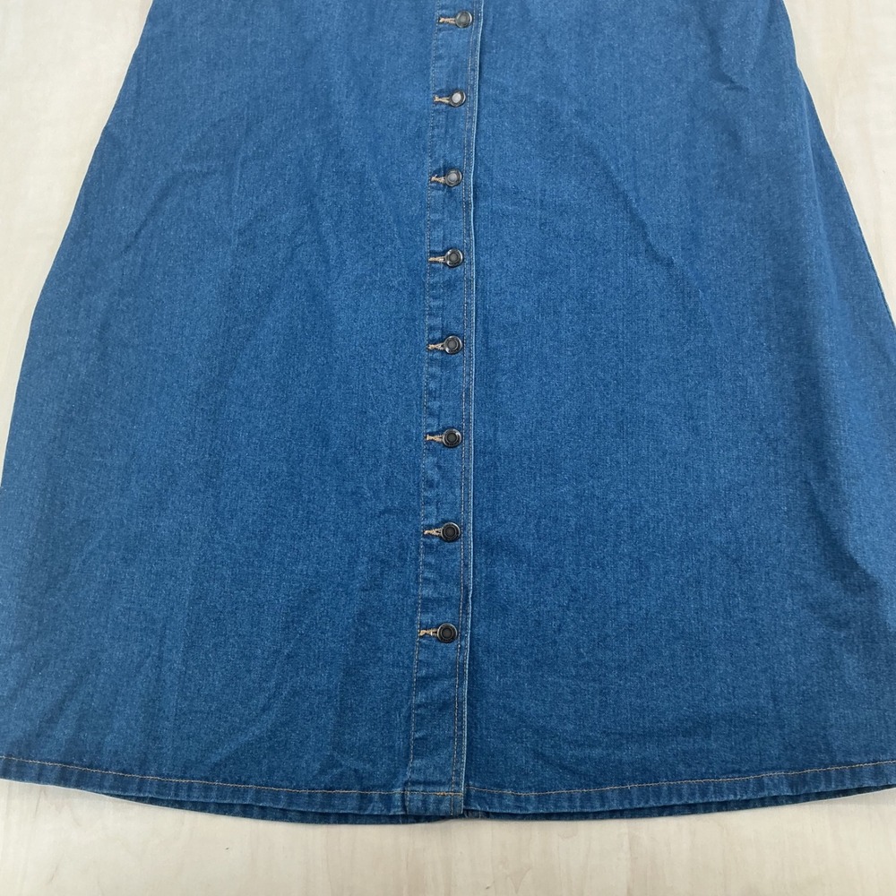 Woman Within Button Front A-Line Midi 90s Denim Skirt Wms 22W Blue Cottagecore - Picture 9 of 10